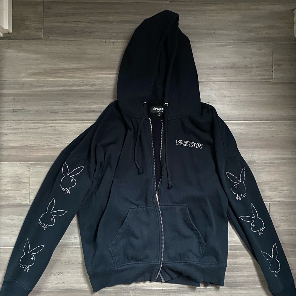 Playboy Black Zip-Up Hoodie Jacket